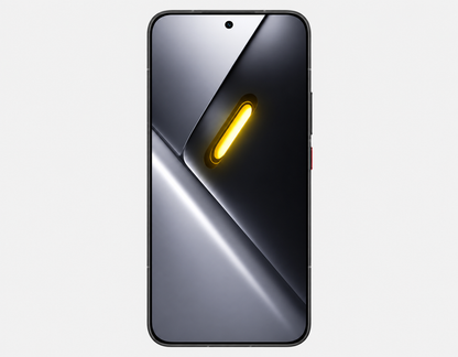 Xiaomi Poco X8 Pro smartphone, black front screen with glowing icon