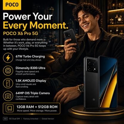 Xiaomi Poco X6 PRO 5G 512GB ROM 12GB RAM Dual SIM GSM Unlocked - Black