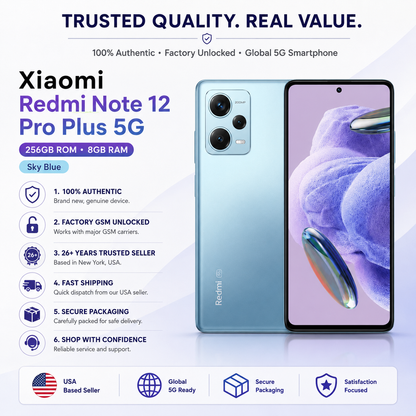 Xiaomi Redmi Note 12 Pro Plus 5G 256GB ROM 8GB RAM GSM Unlocked - Sky Blue