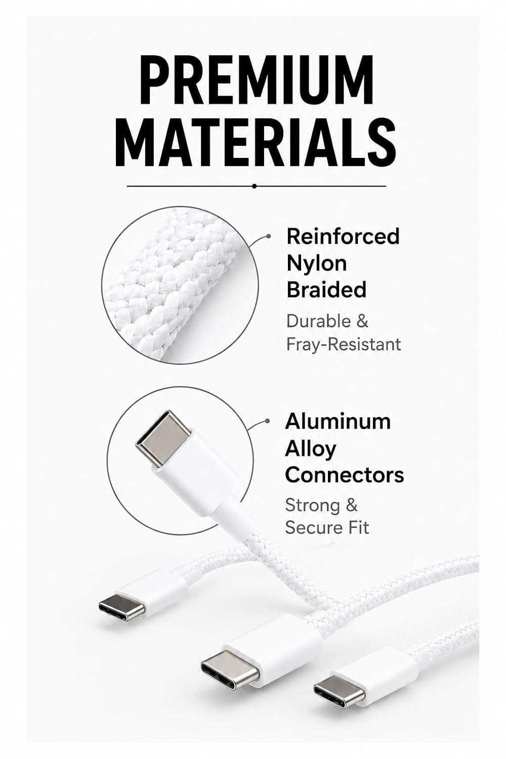 USB-C to USB-C Cable 3FT – 60W Braided Fast Charging Cord for iPhone 17/16/15, iPad Pro & USB-C Devices
