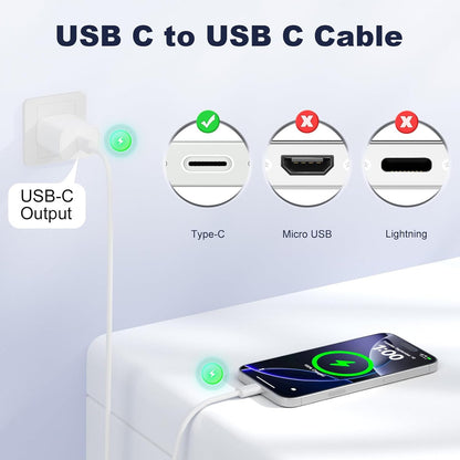 USB-C to USB-C Cable 3FT – 60W Braided Fast Charging Cord for iPhone 17/16/15, iPad Pro & USB-C Devices