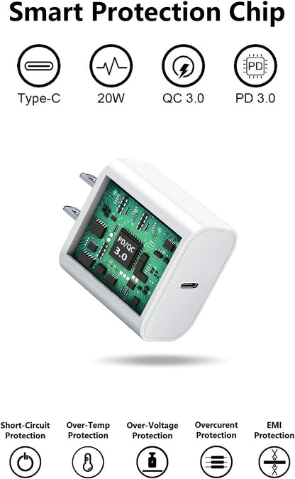 20W USB-C Fast Charger Block for iPhone 17/16/15, Apple Watch & AirPods – White
