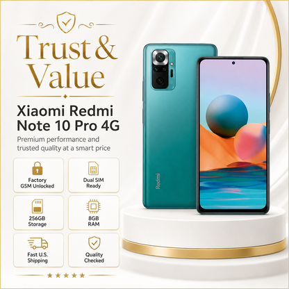 Xiaomi Redmi Note 10 Pro 4G Dual SIM LTE 256GB 8GB RAM GSM Unlocked - Aurora Green
