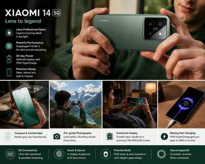 Xiaomi 14 5G 512GB ROM 12GB RAM Dual SIM GSM Unlocked - Green