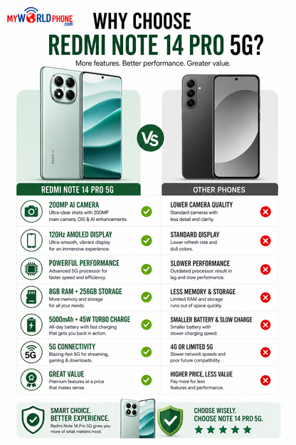 Xiaomi Redmi Note 14 Pro 5G 256GB ROM 8GB RAM Dual SIM GSM Unlocked - Coral Green