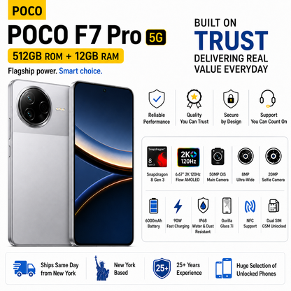Xiaomi Poco F7 PRO 5G 512GB ROM 12GB RAM Dual Sim GSM Unlocked - Silver