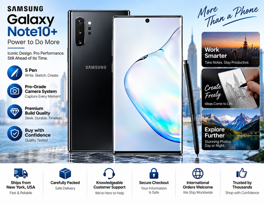Samsung Galaxy Note 10+ N975F/DS 512GB, 12GB RAM, Dual SIM GSM Unlocked - Black