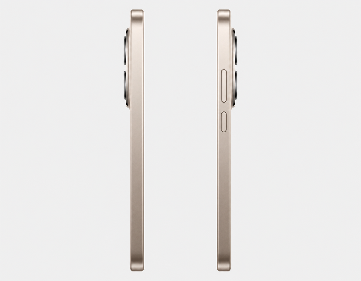 Xiaomi Redmi Note 15 Pro 5G Titanium-colored smartphone side view with power and volume buttons visible