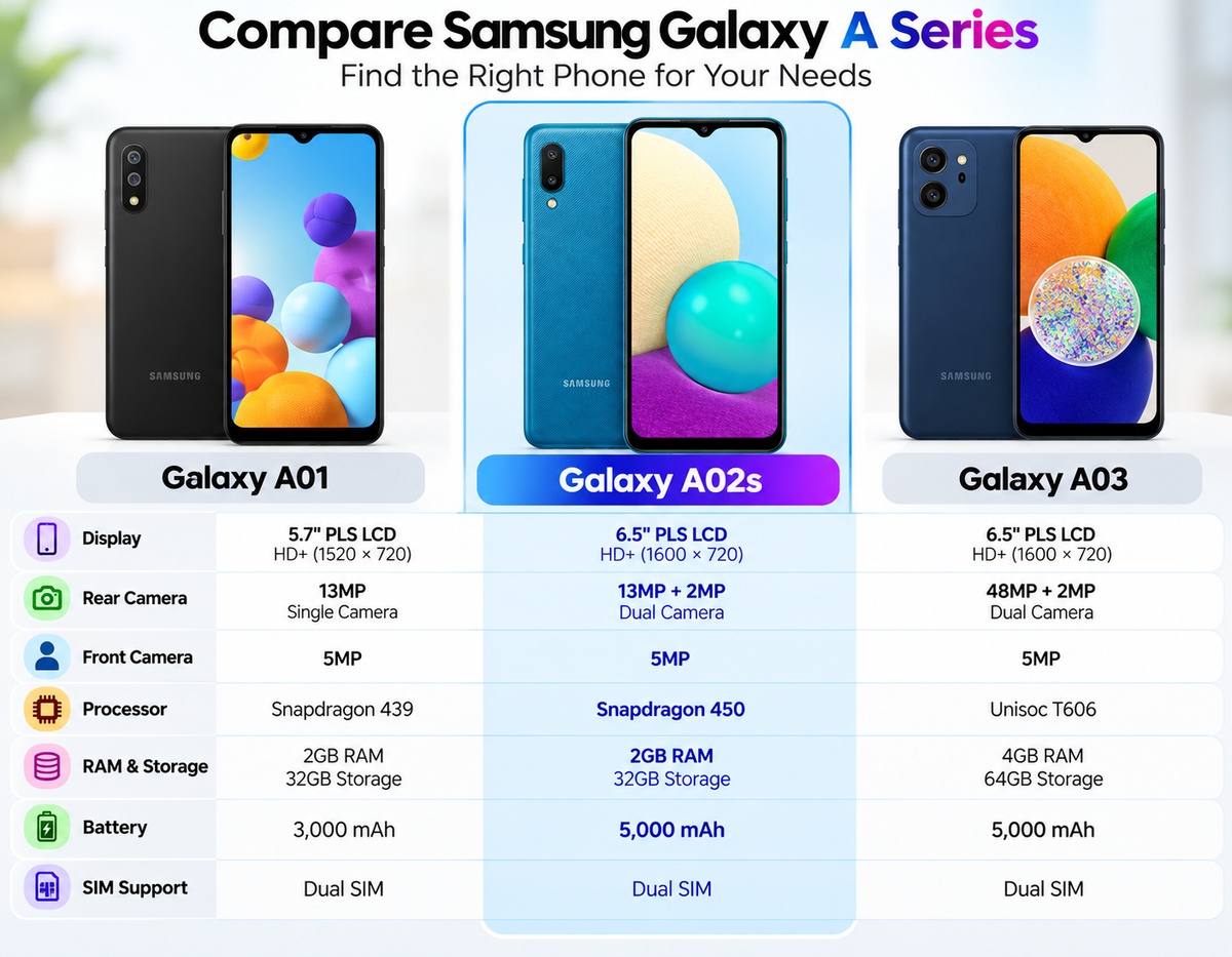 Samsung Galaxy A02 A022G/DS Dual Sim LTE 32GB, 2GB RAM GSM Unlocked - Blue