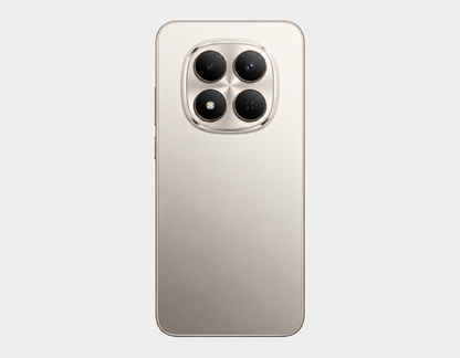 Xiaomi Redmi Note 15 Pro 5G Titanium-colored smartphone back with centered square quad-camera cluster and flash