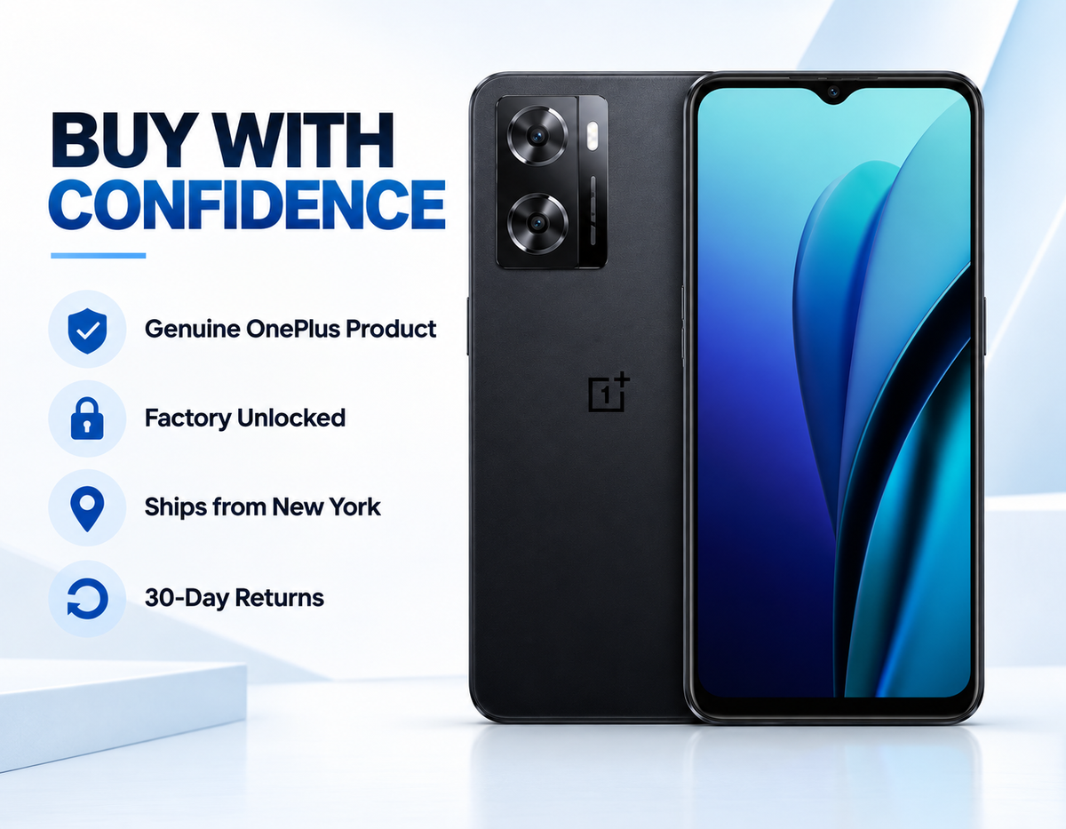 OnePlus Nord N20 SE Black smartphone front and back with dual rear camera lenses