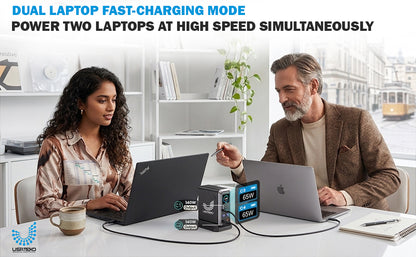 USATEKO 240W GaN 6-Port USB Charging Station with 140W USB-C and 2× 100W Cables