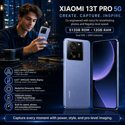 Xiaomi mI 13T Pro 5G Dual SIM 512GB ROM 12GB RAM GSM Unlocked - Blue