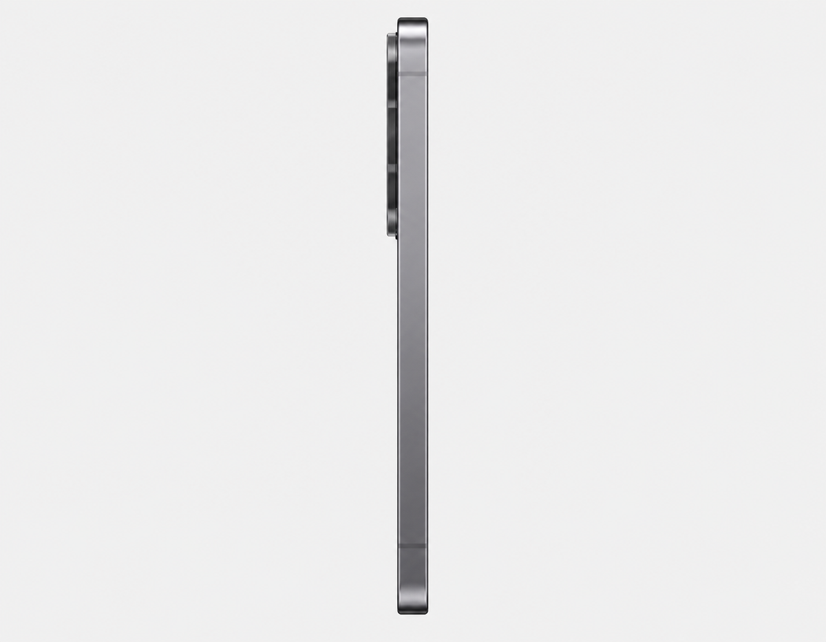 Samsung Galaxy S26 FE 5G smartphone in graphite, shown from the left side profile