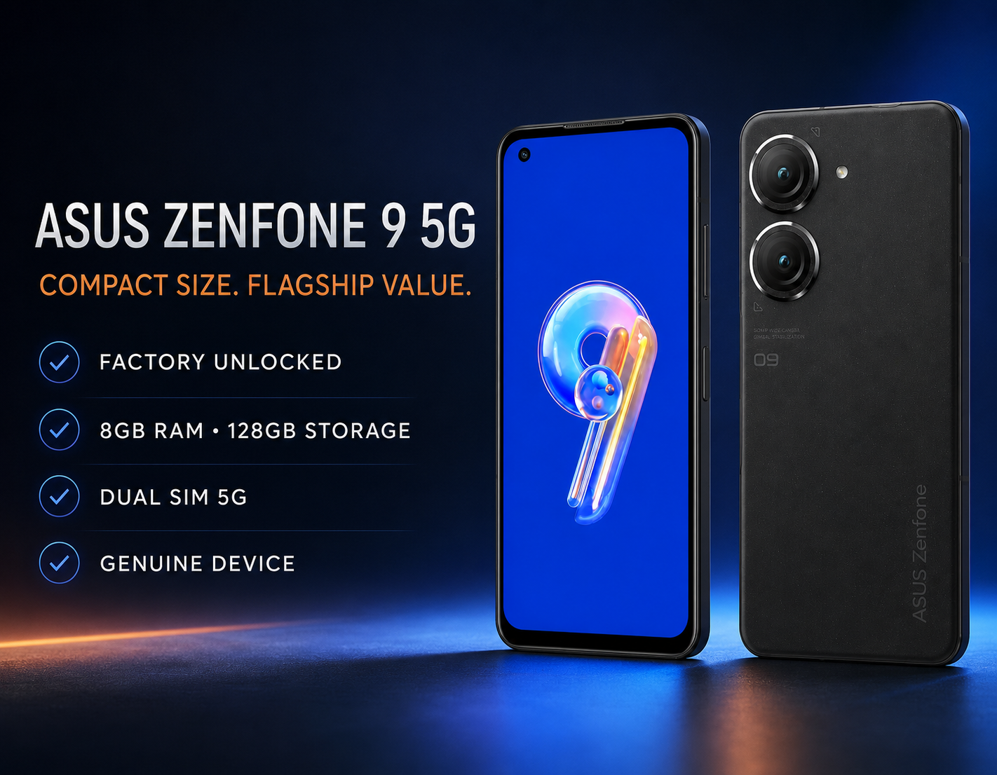 Asus Zenfone 9 AI2202 5G 128GB Dual SIM 8GB RAM GSM Unlocked - Black