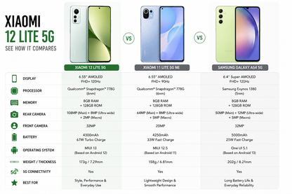 Xiaomi 12 Lite 5G 128GB 8GB RAM Dual SIM GSM Unlocked - Green