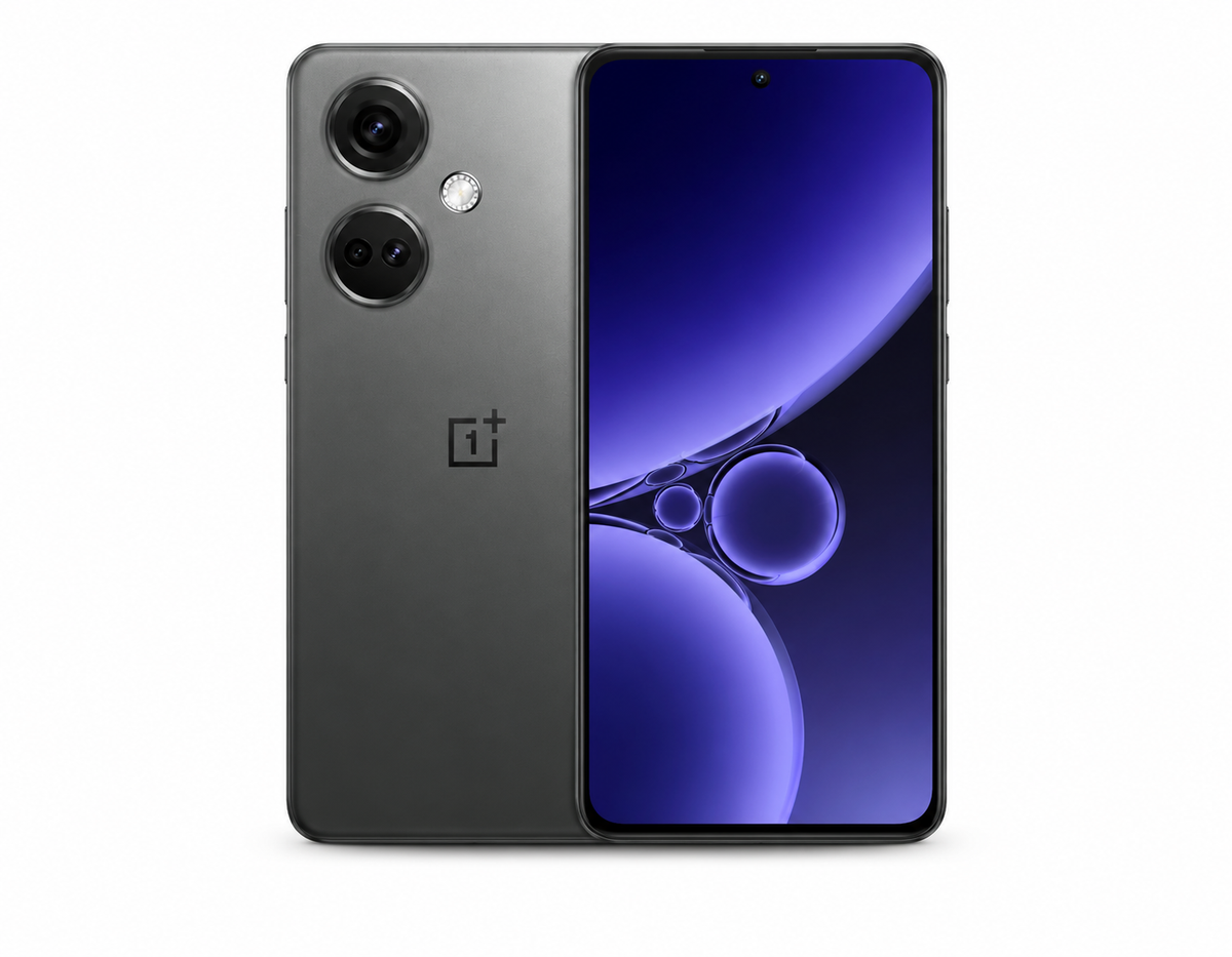 OnePlus Nord CE3 Gray shimmer OnePlus smartphone with dual rear cameras and front display