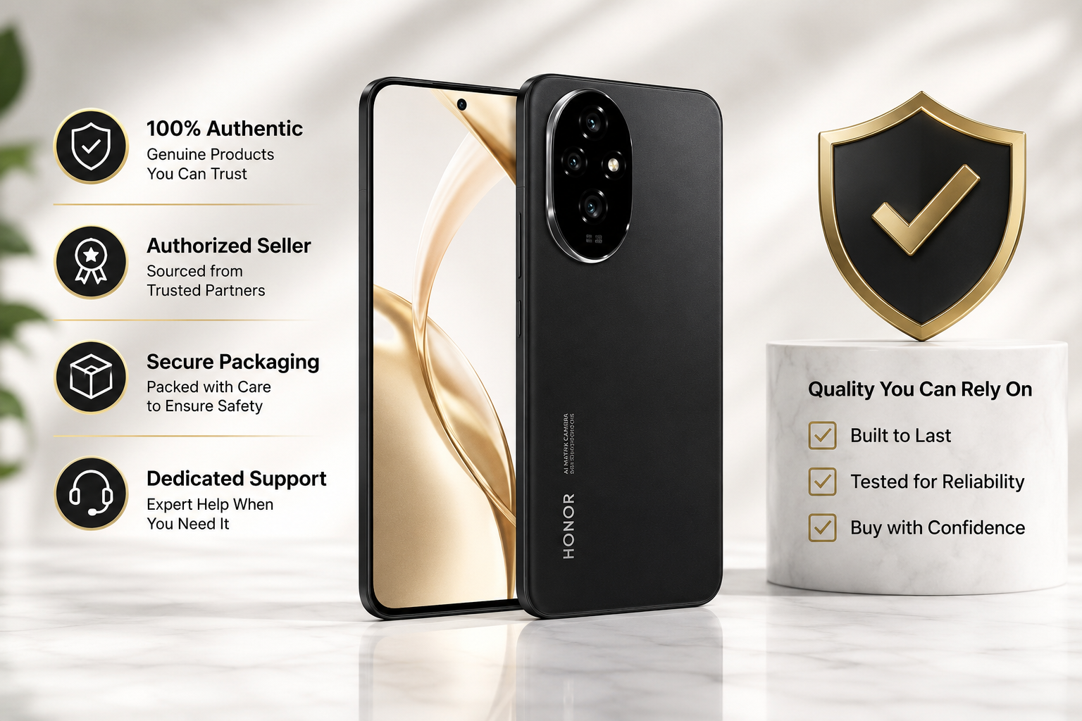 Black Honor 200 5G smartphone showing rear cameras and front curved display