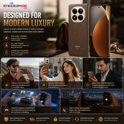 Xiaomi Redmi Note 15 Pro Plus 5G 256GB ROM 8GB RAM Dual SIM GSM Unlocked - Brown