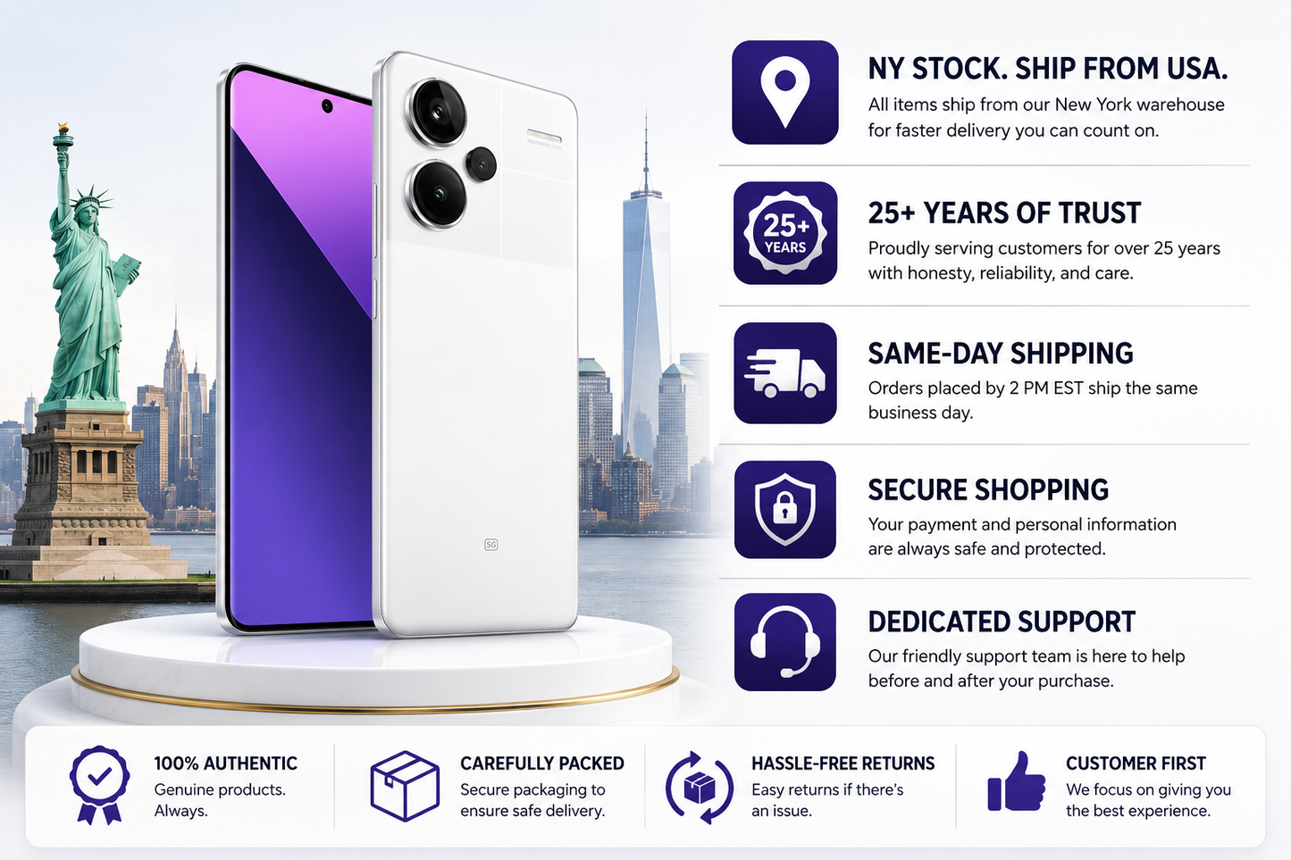 Xiaomi Redmi Note 13 PRO Plus 5G 256GB ROM 8GB RAM Dual SIM GSM Unlocked - Moonlight White