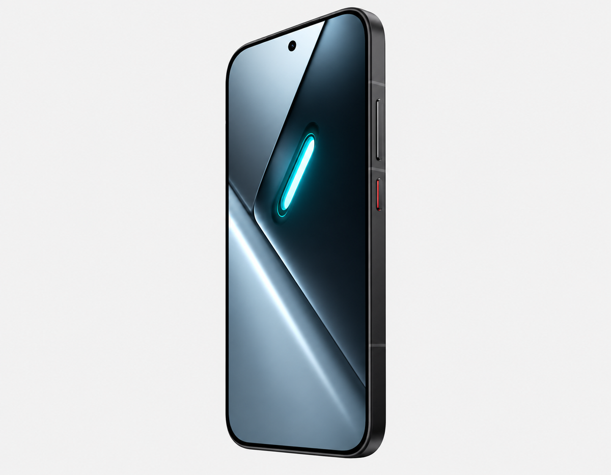 Xiaomi Poco X8 Pro smartphone, black side profile with lit front display