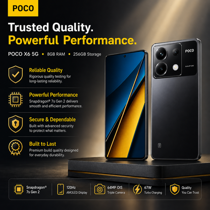 Xiaomi Poco X6 5G 256GB ROM 8GB RAM Dual SIM GSM Unlocked - Black