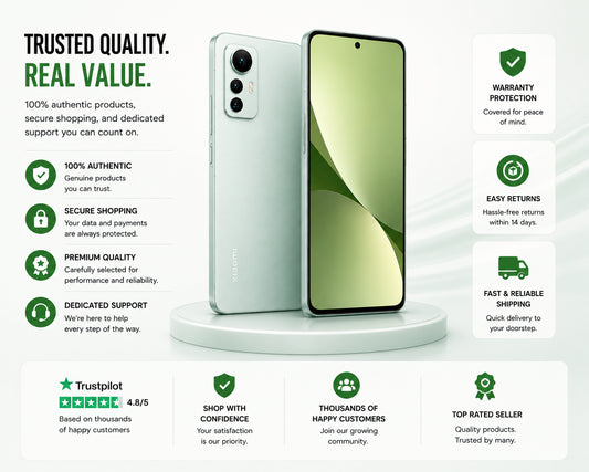 Mint green Xiaomi 12 Lite smartphone showing front screen and back with triple cameras