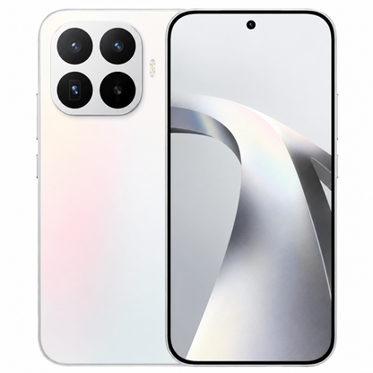 White Xiaomi 17T 5G smartphone close-up, quad rear cameras and edge-to-edge front