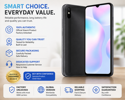Xiaomi Redmi 9A Dual Sim 32GB 2GB RAM GSM Unlocked - Granite Grey