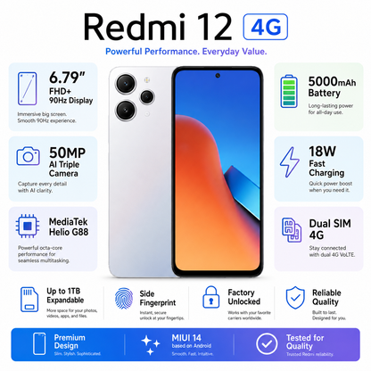 Xiaomi 12 4G Dual SIM 128GB ROM 4GB RAM GSM Unlocked - Blue