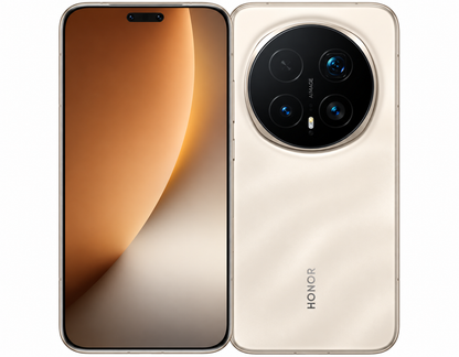 Honor Magic8 Pro smartphones, sunrise gold front and back with quad camera