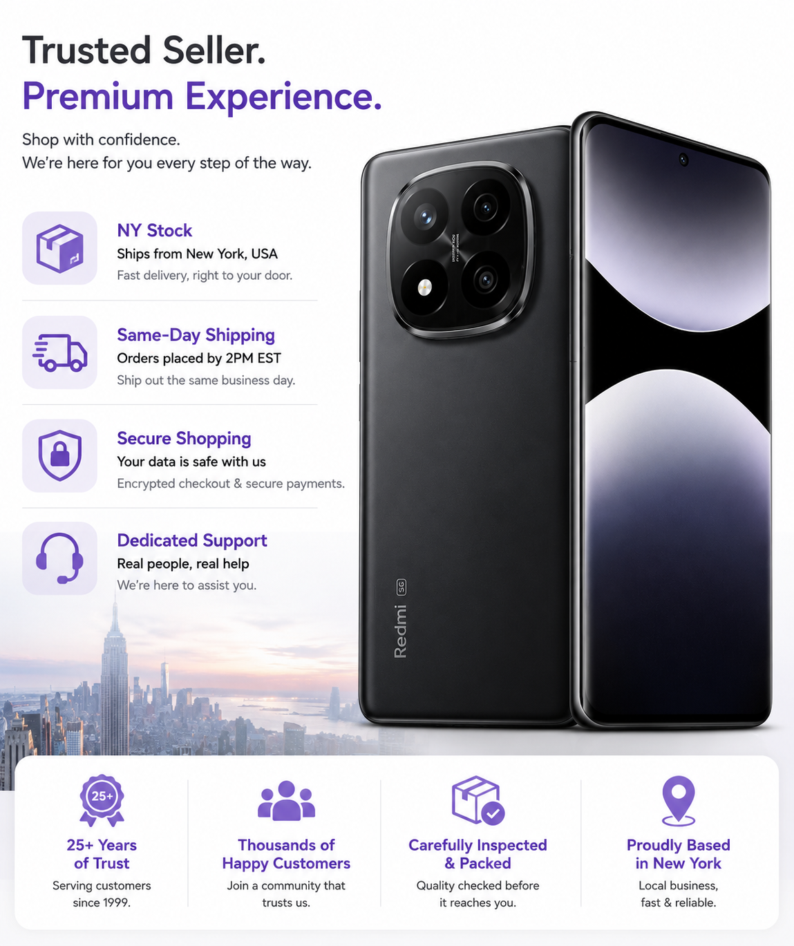 Xiaomi Redmi Note 14 Pro Plus 5G 512GB ROM 12GB RAM Dual SIM GSM Unlocked - Midnight Black