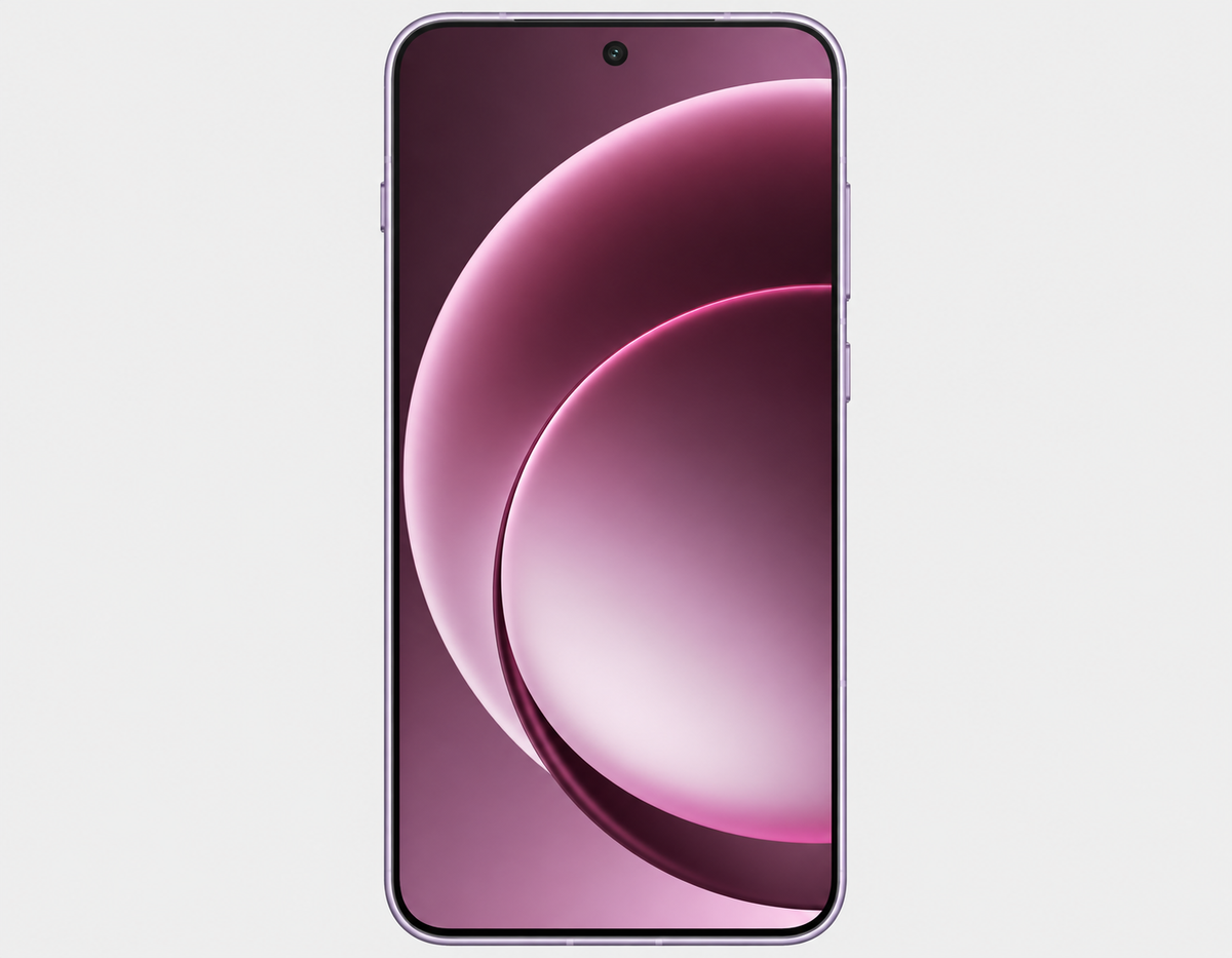 OnePlus 15 5G Violet smartphone front view with curved display and thin bezels