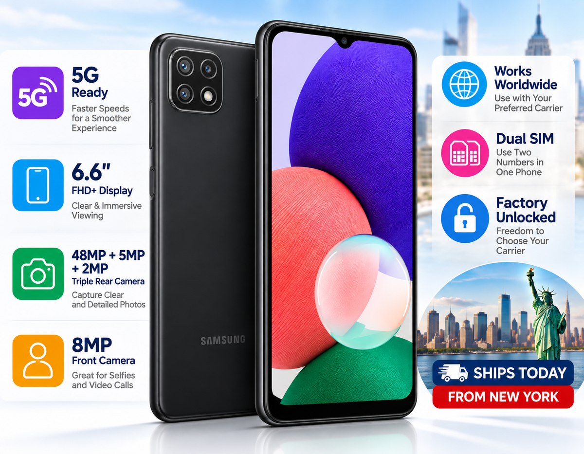 Samsung Galaxy A22 5G A226BR Dual SIM 128GB 4GB RAM GSM Unlocked Latin Version - Gray