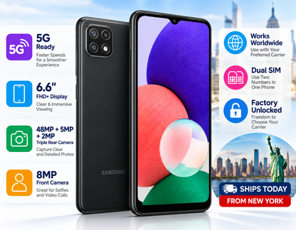Samsung Galaxy A22 5G A226BR Dual SIM 128GB 4GB RAM GSM Unlocked Latin Version - Gray