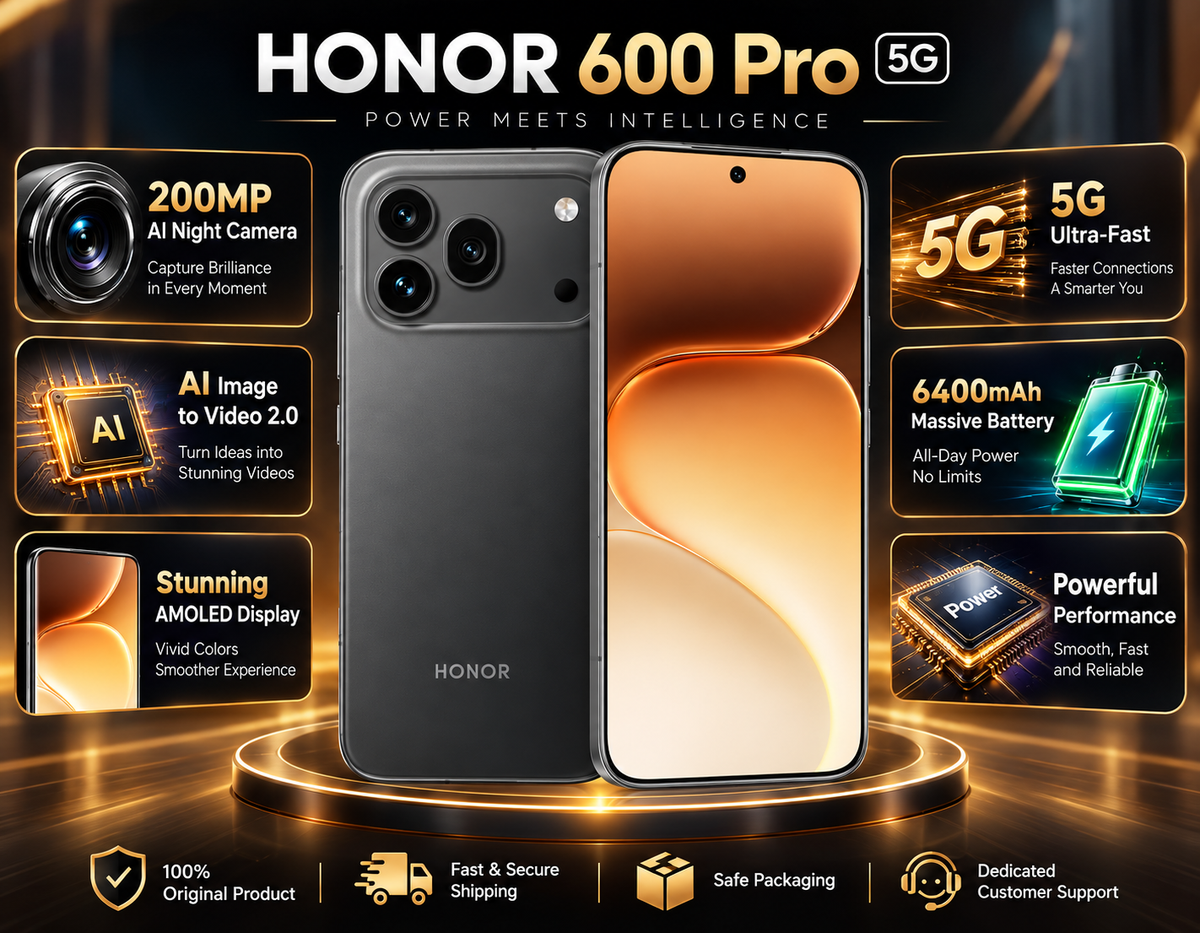 HONOR 600 Pro 5G 512GB ROM 12GB RAM Dual SIM GSM Unlocked - Black