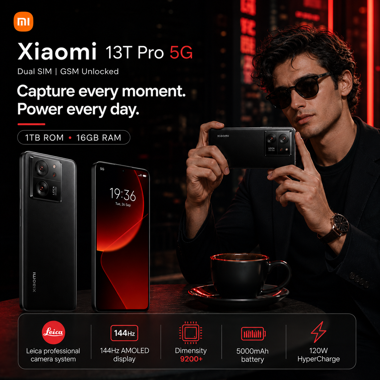 Xiaomi mI 13T Pro 5G Dual SIM 1TB ROM 16GB RAM GSM Unlocked - Black