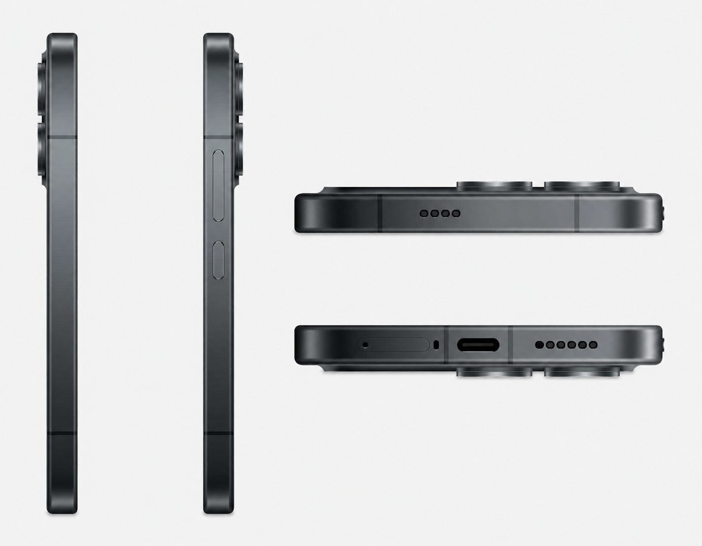 Xiaomi Poco F8 Pro 5G Black smartphone side and bottom ports view
