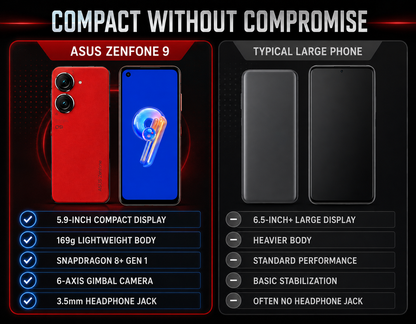 Asus Zenfone 9 AI2202 5G 128GB Dual SIM 8GB RAM GSM Unlocked - Red