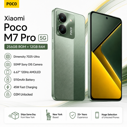 Xiaomi Poco M7 Pro 5G Dual SIM 256GB ROM 12GB RAM GSM Unlocked - Green