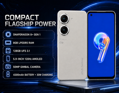 Asus Zenfone 9 AI2202 5G 128GB Dual SIM 8GB RAM GSM Unlocked - White