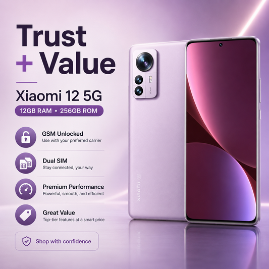 Xiaomi 12 5G Dual SIM 256GB ROM 12GB RAM GSM Unlocked - Purple