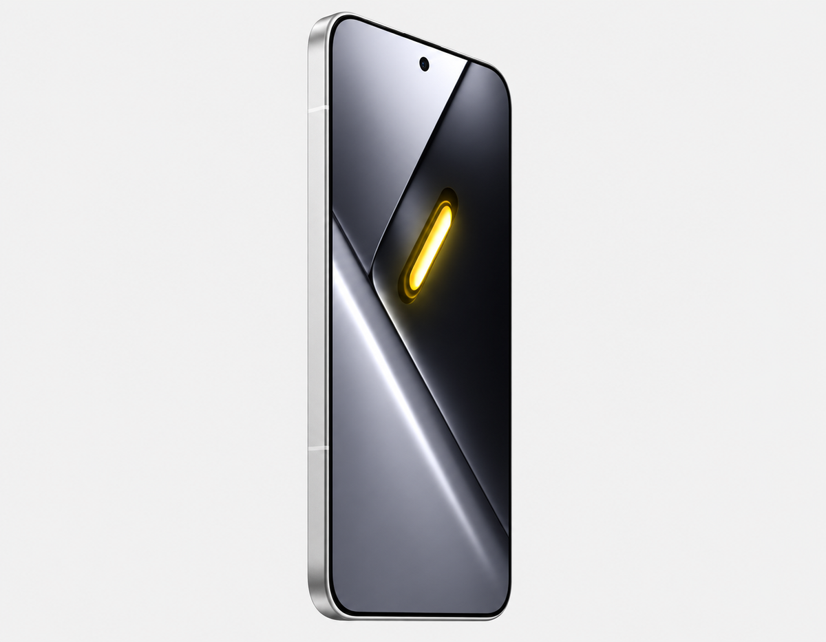 Xiaomi Poco X8 PRO 5G White smartphone with front display and dual-color glow notification, front camera hole