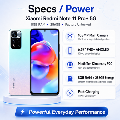 Xiaomi Redmi Note 11 Pro Plus 5G Dual SIM 256GB 8GB RAM GSM Unlocked - Star Blue