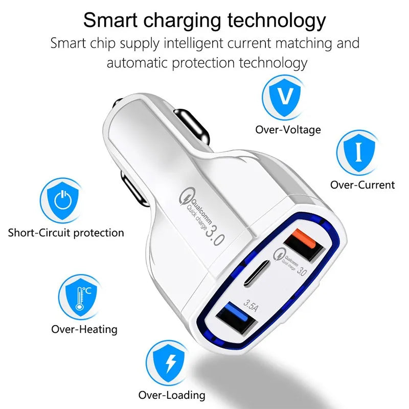 35W Dual-Port USB-C & USB-A Fast Car Charger – PD & QC 3.0 for Cars, SUVs and Trucks