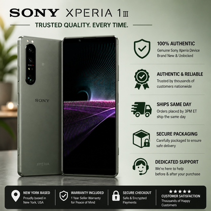 Sony Xperia 1 III XQ-BC72 5G Frosted gray smartphone front screen and rear camera, dual SIM style phone