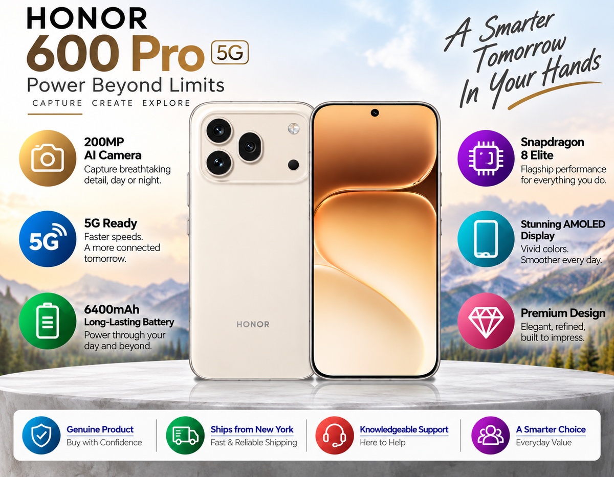 HONOR 600 Pro 5G 512GB ROM 12GB RAM Dual SIM GSM Unlocked - White
