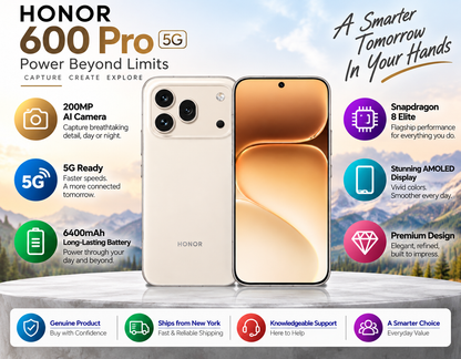 HONOR 600 Pro 5G 512GB ROM 12GB RAM Dual SIM GSM Unlocked - White