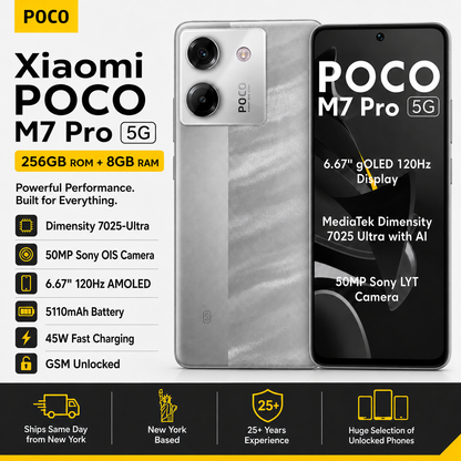 Xiaomi Poco M7 Pro 5G Dual SIM 256GB ROM 8GB RAM GSM Unlocked - Silver