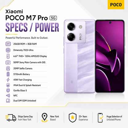 Xiaomi Poco M7 Pro 5G Dual SIM 256GB ROM 8GB RAM GSM Unlocked - Purple